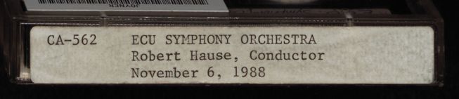 The East Carolina Symphony Orchestra. November 6, 1988 : John B. O'Brien, pianist ; Robert L. Hause, conductor